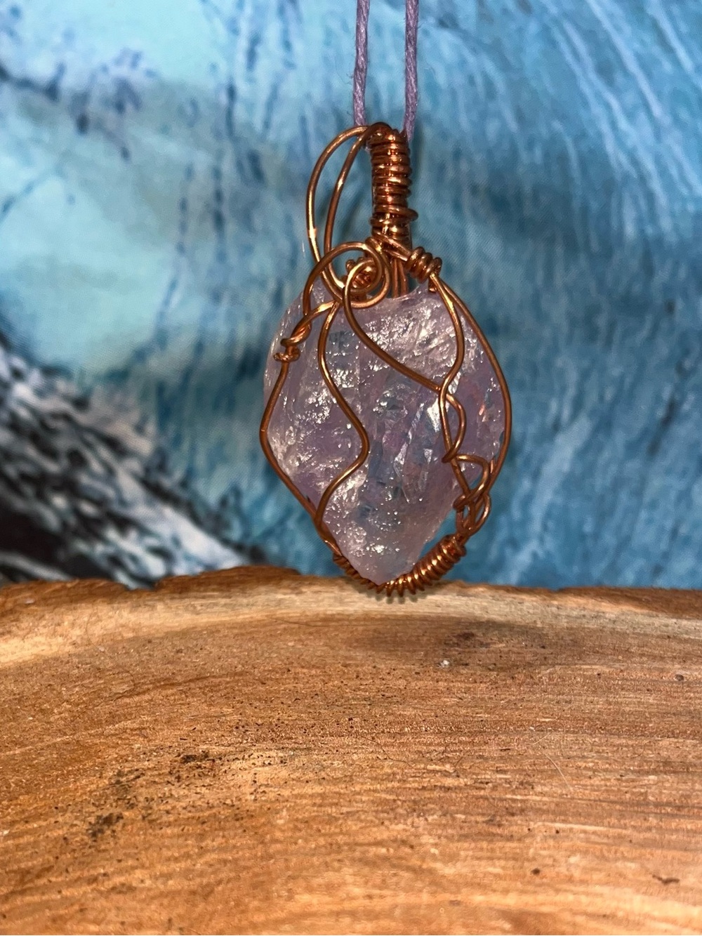 Handcrafted Amethyst Wire-Wrap Pendant Necklace